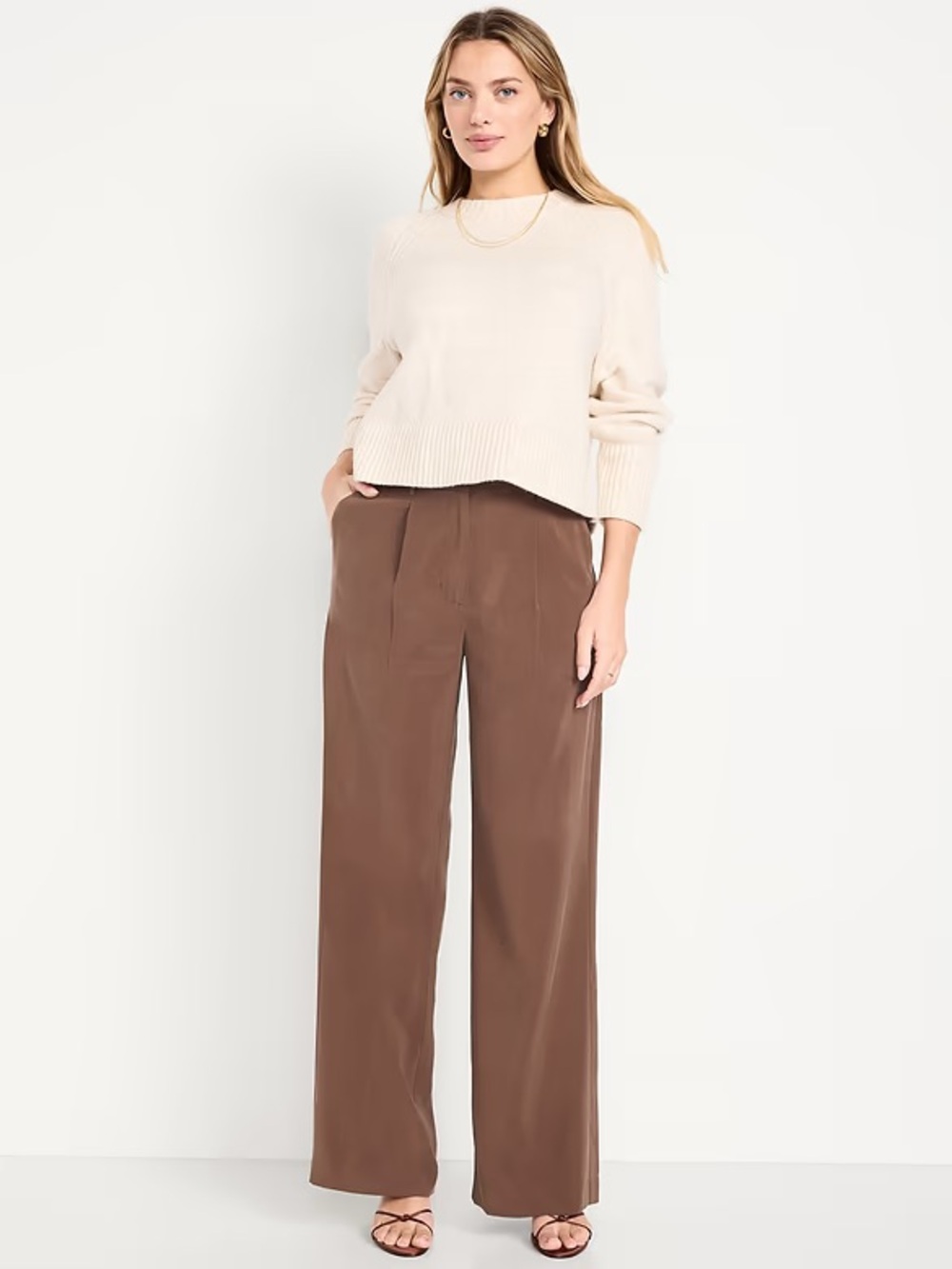 Old Navy Extra High-Waisted Drapey Trouser Super Wide-Leg Pants - Peppercorn